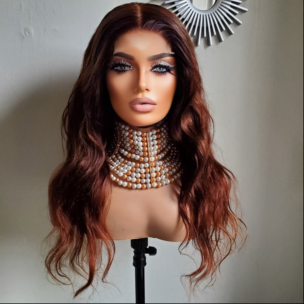 100% virgin Brown Human Hair closure wig
